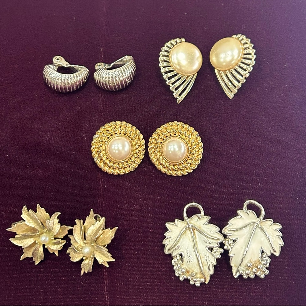 5 Pieces Of Vintage Earrings, All Signed